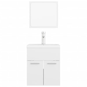 Set Mobili da Bagno Bianco Lucido in Legno Multistrato 3071312