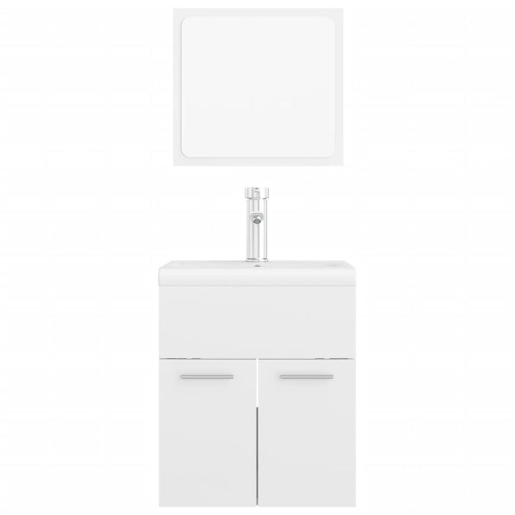 Set Mobili da Bagno Bianco Lucido in Legno Multistrato 3071312