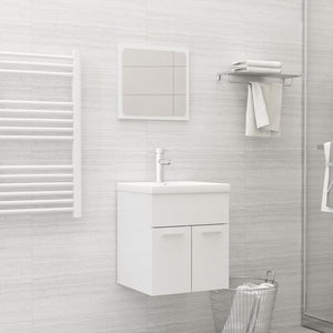 Set Mobili da Bagno Bianco Lucido in Legno Multistrato 3071312