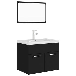 Set Mobili da Bagno Nero in Legno Multistrato 3071316