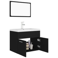 Set Mobili da Bagno Nero in Legno Multistrato 3071316