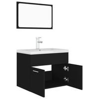 Set Mobili da Bagno Nero in Legno Multistrato 3071316