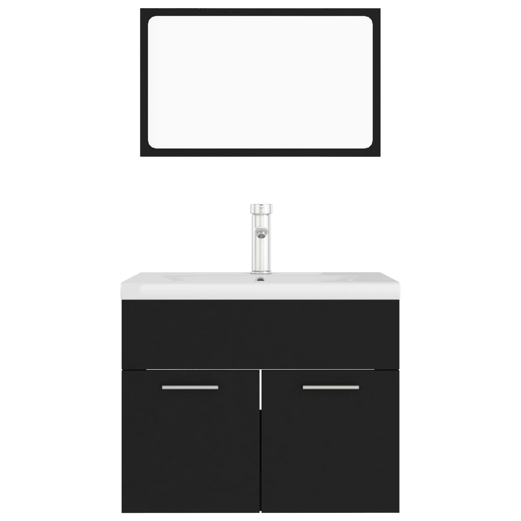 Set Mobili da Bagno Nero in Legno Multistrato 3071316