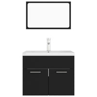 Set Mobili da Bagno Nero in Legno Multistrato 3071316