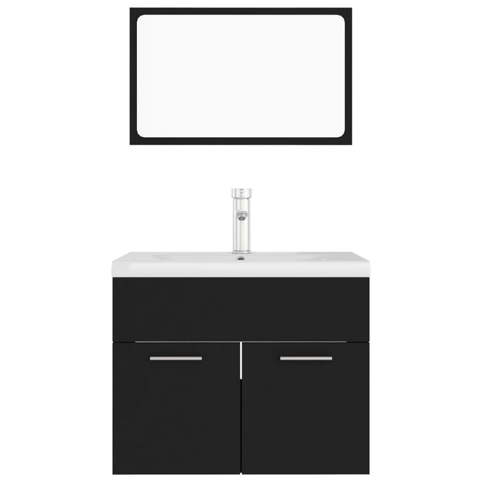 Set Mobili da Bagno Nero in Legno Multistrato 3071316