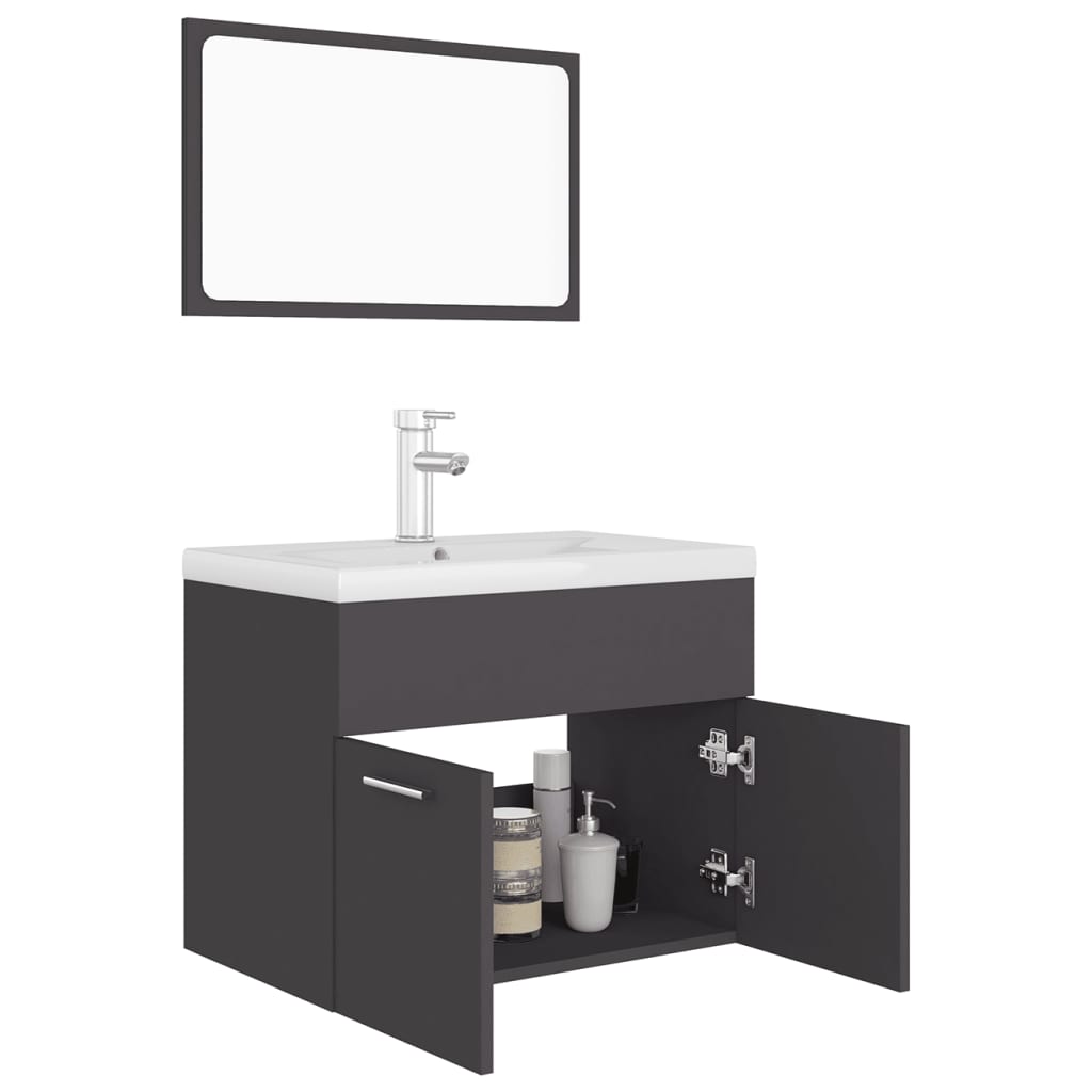 Set Mobili da Bagno Grigio in Truciolato 3071317