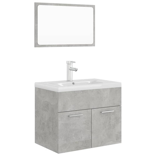 Set Mobili da Bagno Grigio Cemento in Truciolato