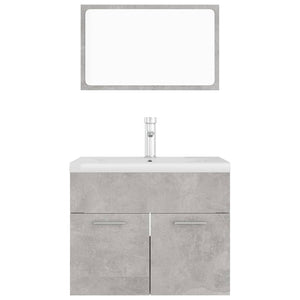 Set Mobili da Bagno Grigio Cemento in Truciolato