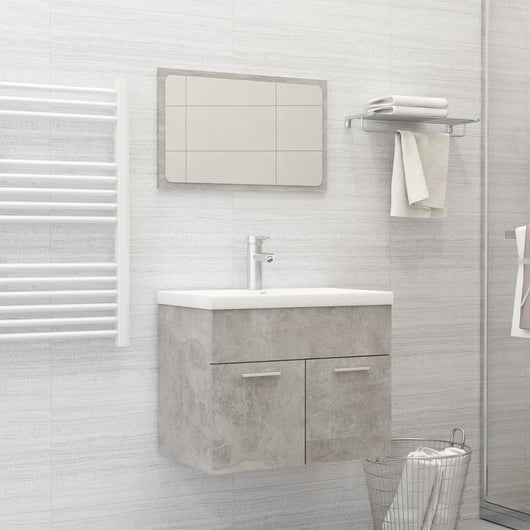 Set Mobili da Bagno Grigio Cemento in Truciolato