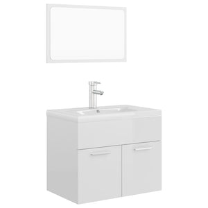 Set Mobili da Bagno Bianco Lucido in Truciolato 3071321