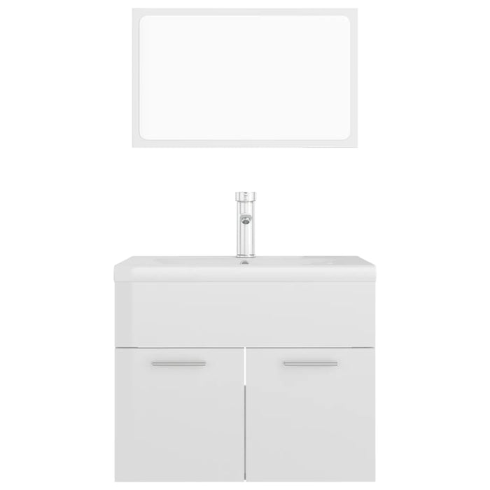 Set Mobili da Bagno Bianco Lucido in Truciolato 3071321