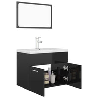 Set Mobili da Bagno Nero Lucido in Legno Multistrato 3071322