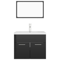 Set Mobili da Bagno Nero Lucido in Legno Multistrato 3071322