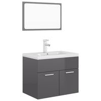 Set Mobili da Bagno Grigio Lucido in Truciolato 3071323