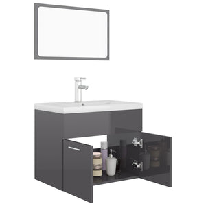 Set Mobili da Bagno Grigio Lucido in Truciolato 3071323