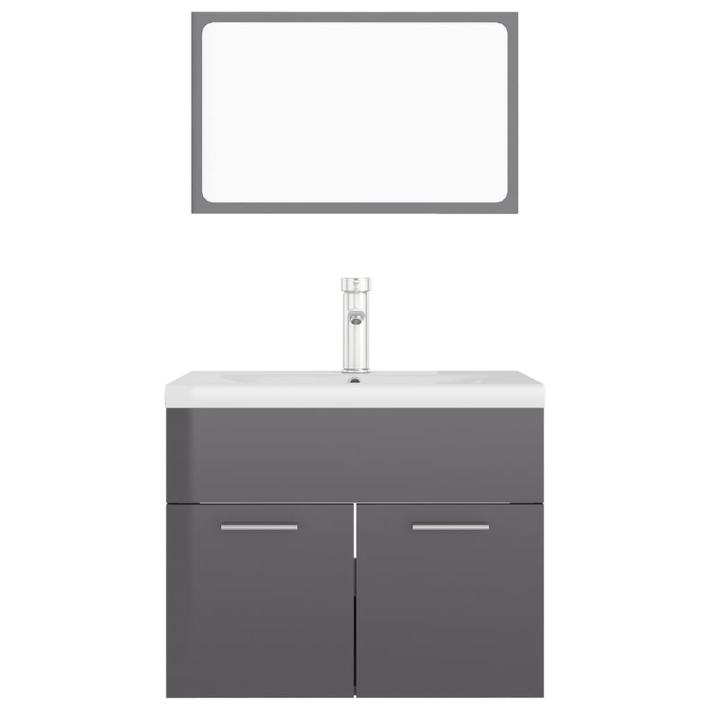 Set Mobili da Bagno Grigio Lucido in Truciolato 3071323