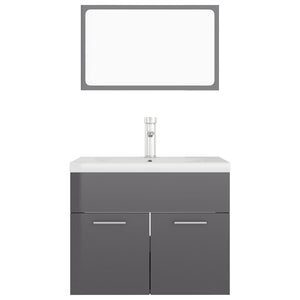 Set Mobili da Bagno Grigio Lucido in Truciolato 3071323