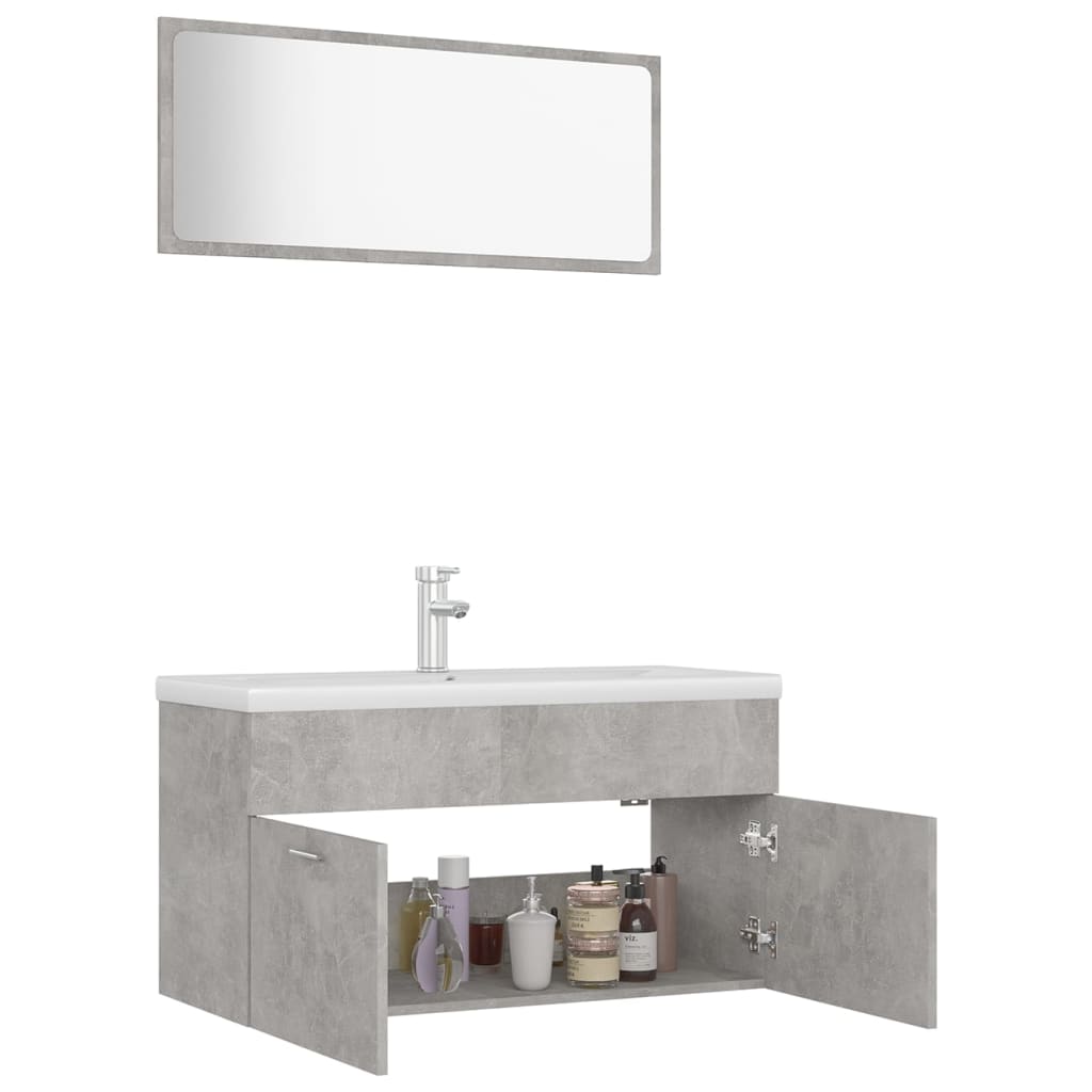 Set Mobili da Bagno Grigio Cemento in Truciolato 3071337