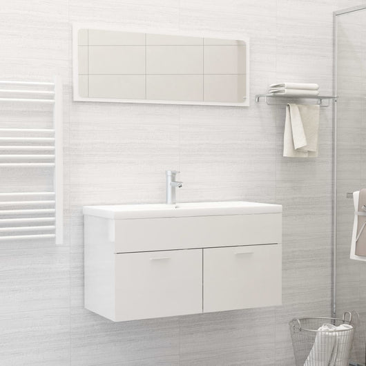 Set Mobili da Bagno Bianco Lucido in Truciolato 3071339