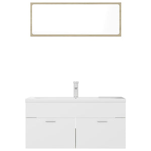 Set Mobili da Bagno Bianco e Rovere Sonoma in Truciolato 3071347