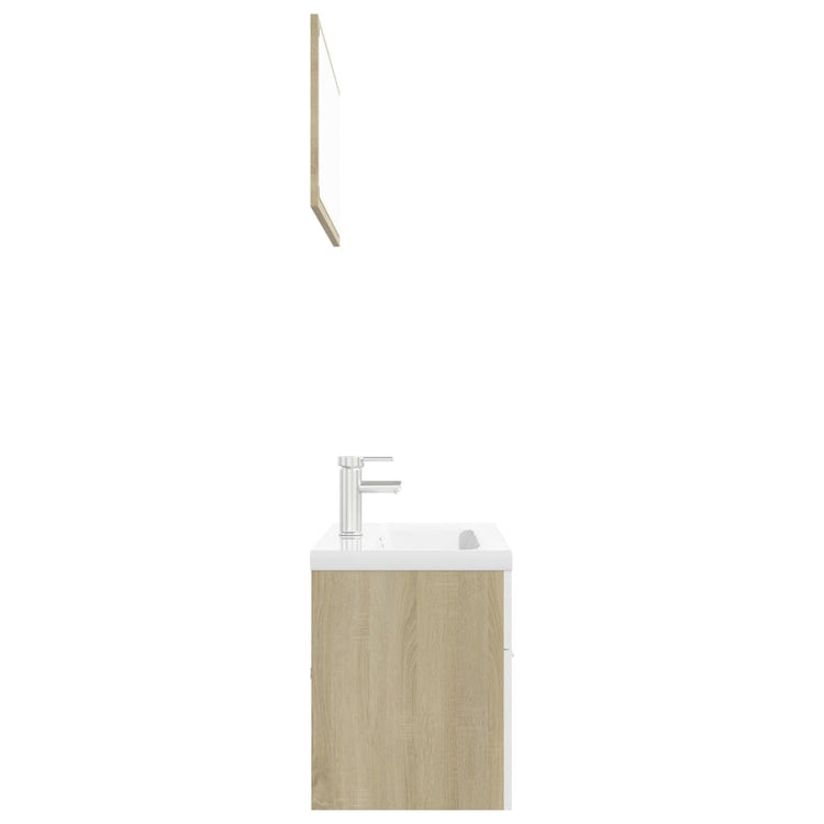 Set Mobili da Bagno Bianco e Rovere Sonoma in Truciolato 3071347