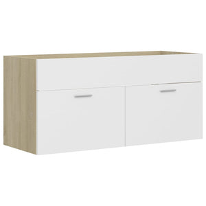 Set Mobili da Bagno Bianco e Rovere Sonoma in Truciolato 3071347