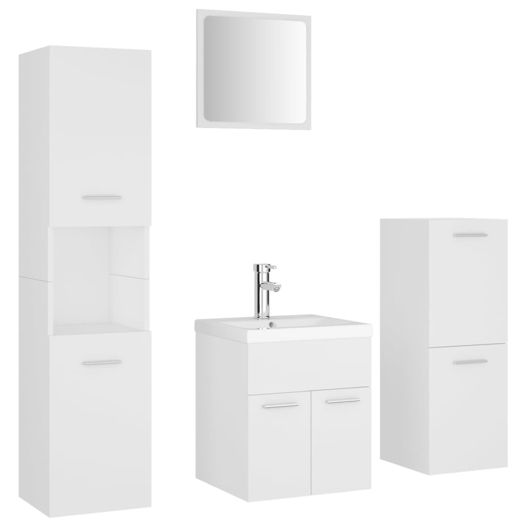 Set Mobili da Bagno Bianco in Legno Multistrato 3071351