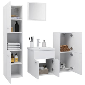 Set Mobili da Bagno Bianco in Legno Multistrato 3071351