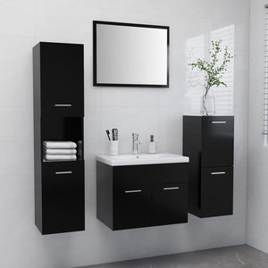 Set Mobili da Bagno Nero in Legno Multistrato 3071361