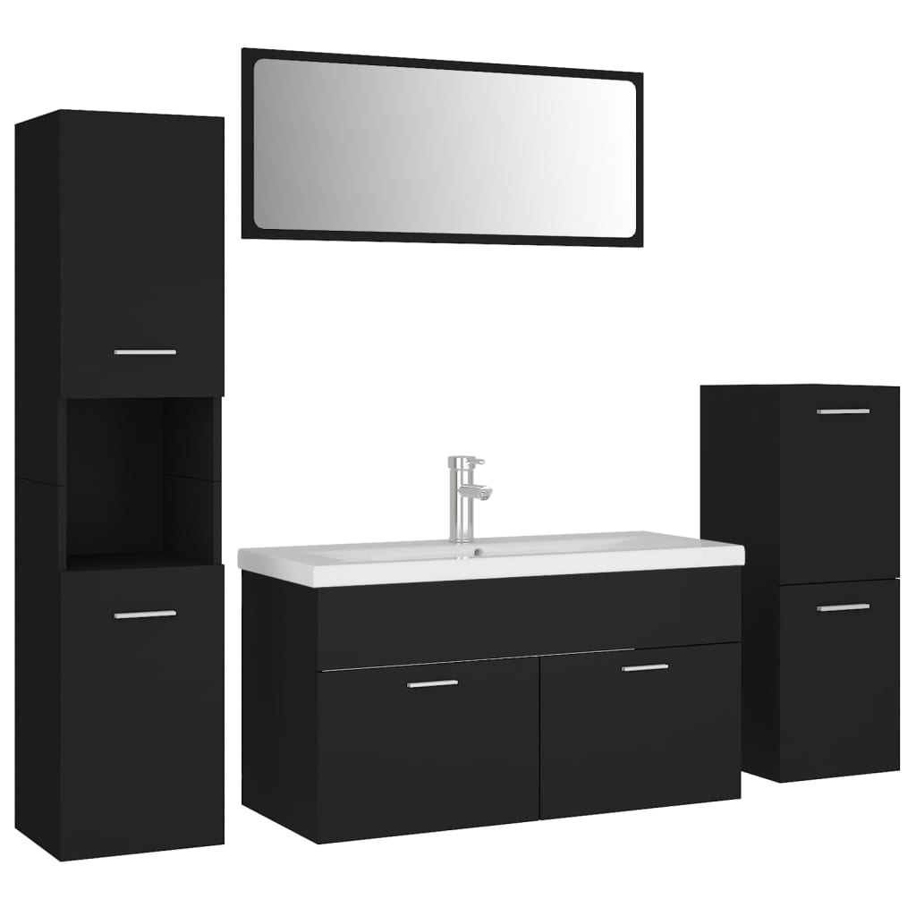 Set Mobili da Bagno Nero in Truciolato 3071379