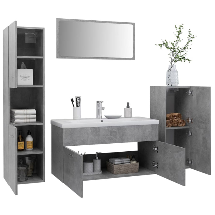 Set Mobili da Bagno Grigio Cemento in Truciolato 3071382