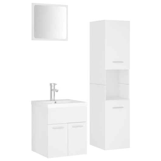 Set Mobili da Bagno Bianco in Legno Multistrato 3071396