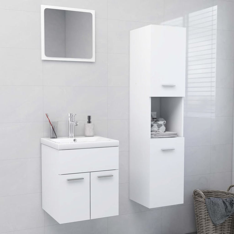 Set Mobili da Bagno Bianco in Legno Multistrato 3071396