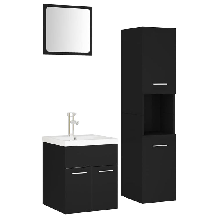 Set Mobili da Bagno Nero in Legno Multistrato 3071397