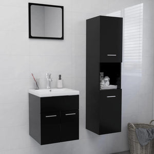 Set Mobili da Bagno Nero in Legno Multistrato 3071397