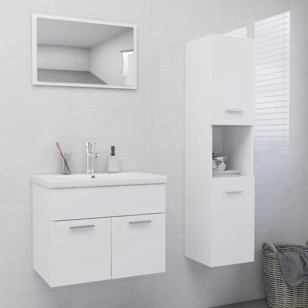 Set Mobili da Bagno Bianco in Truciolato 3071405