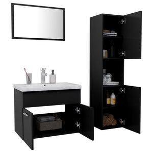 Set Mobili da Bagno Nero in Legno Multistrato 3071406