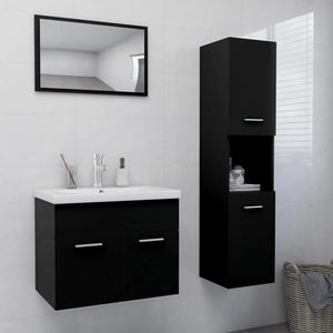 Set Mobili da Bagno Nero in Legno Multistrato 3071406