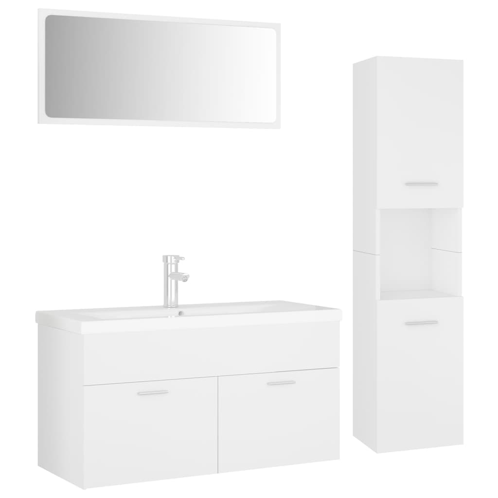 Set Mobili da Bagno Bianco in Truciolato 3071423