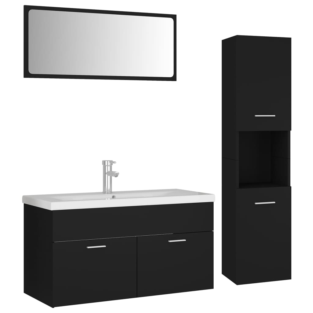 Set Mobili da Bagno Nero in Truciolatocod mxl 96737