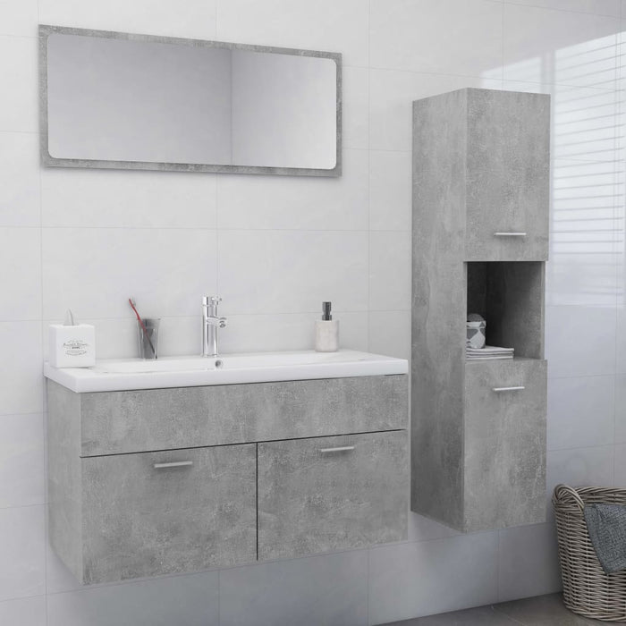 Set Mobili da Bagno Grigio Cemento in Legno Multistrato 3071427