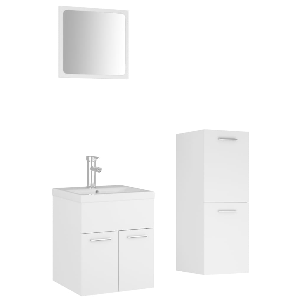 Set Mobili da Bagno Bianco in Legno Multistrato 3071441