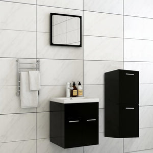 Set Mobili da Bagno Nero in Legno Multistrato 3071442