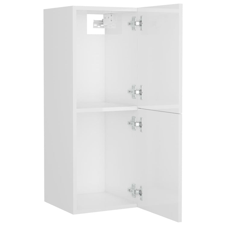 Set Mobili da Bagno Bianco Lucido in Legno Multistrato 3071447