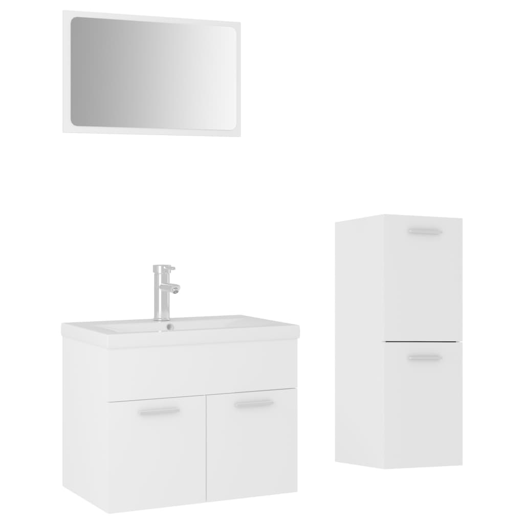 Set Mobili da Bagno Bianco in Legno Multistrato 3071450