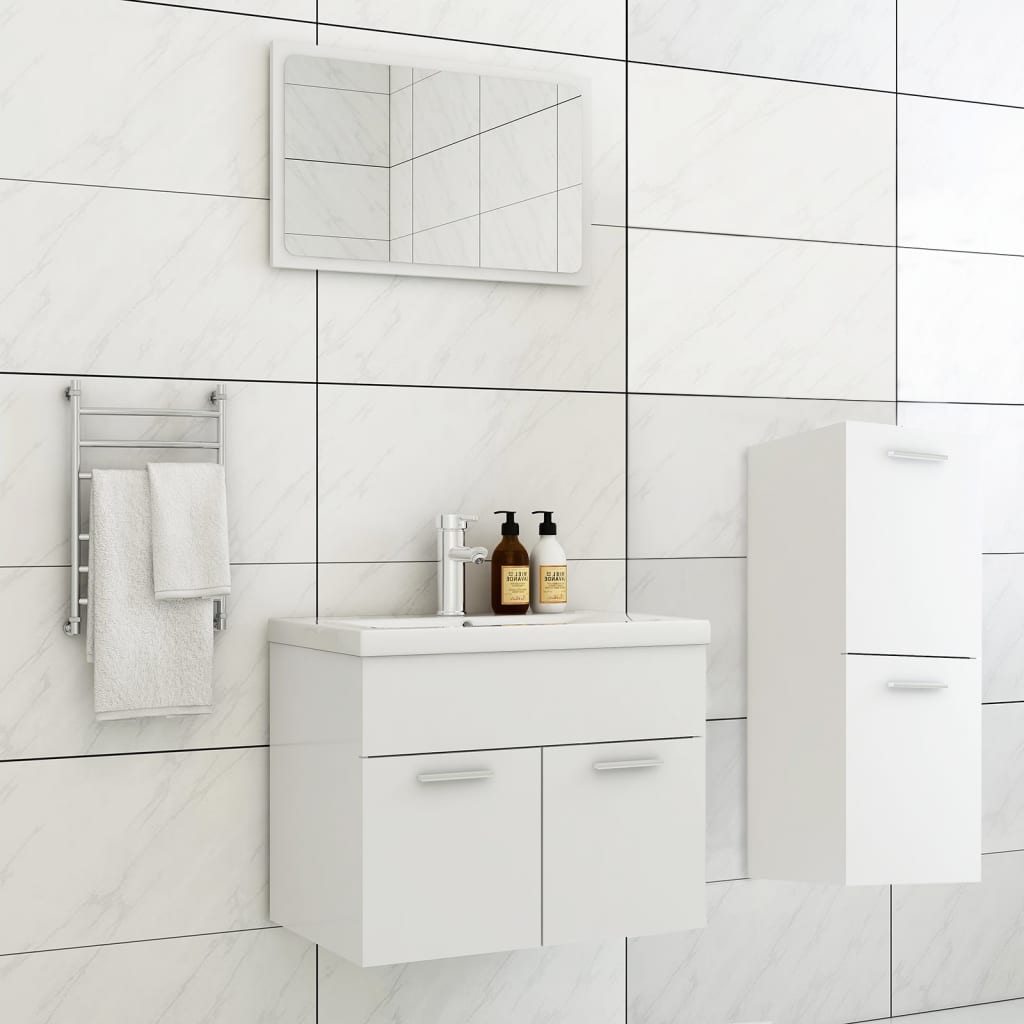 Set Mobili da Bagno Bianco in Legno Multistrato 3071450