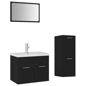 Set Mobili da Bagno Nero in Legno Multistrato 3071451