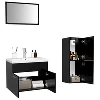 Set Mobili da Bagno Nero in Legno Multistrato 3071451