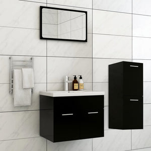 Set Mobili da Bagno Nero in Legno Multistrato 3071451