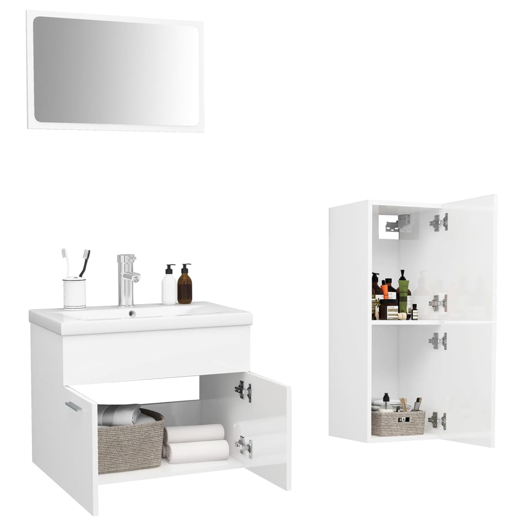 Set Mobili da Bagno Bianco Lucido in Truciolato cod mxl 12824